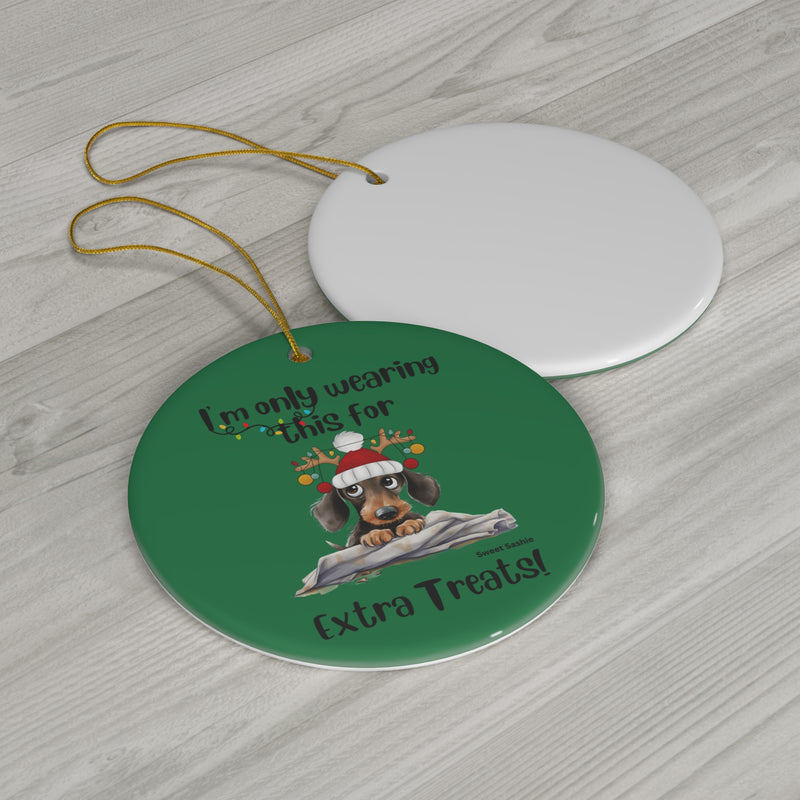 Dachshund Extra Treats! Ceramic Circle Ornament