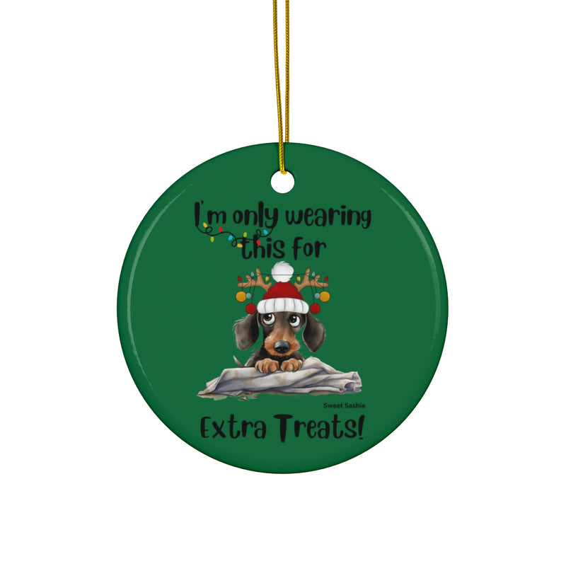 Dachshund Extra Treats! Ceramic Circle Ornament