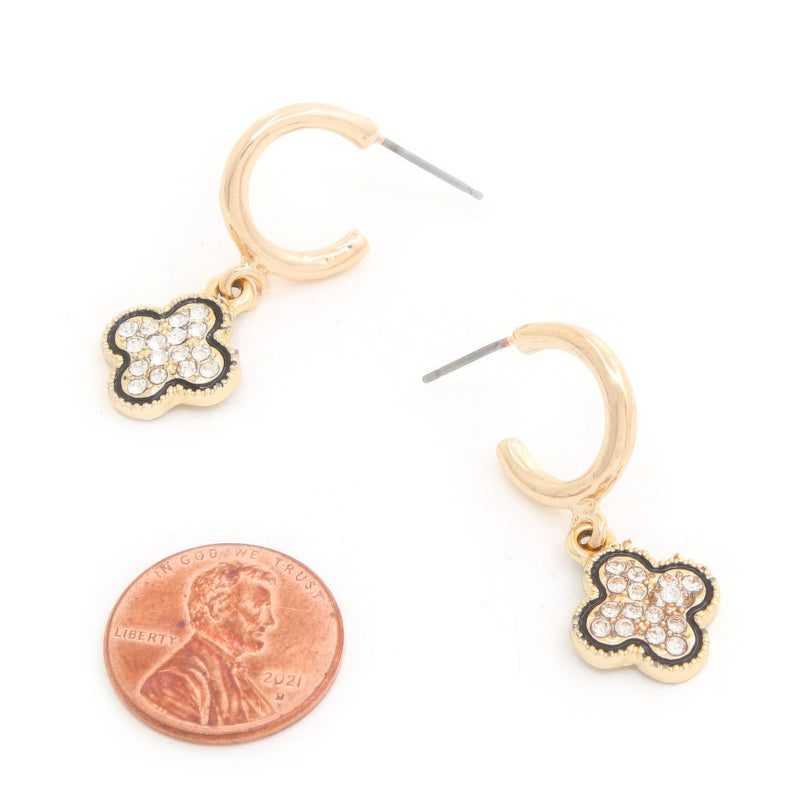 Clover Charm Open Hoop Earring