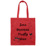 Some Groceries, Mostly Wine 100% Cotton Canvas Tote Bag