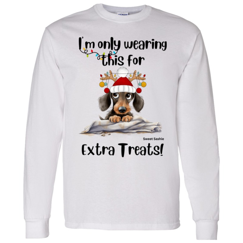 Dachshund Extra Treats! Men's 100% Cotton Long Sleeve T-Shirt