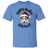 Happy Husky Holidays Men's 100% Cotton T-Shirt