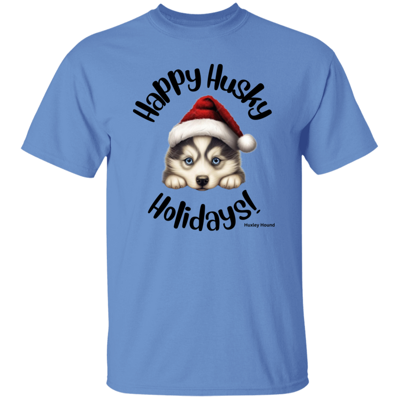 Happy Husky Holidays Men's 100% Cotton T-Shirt