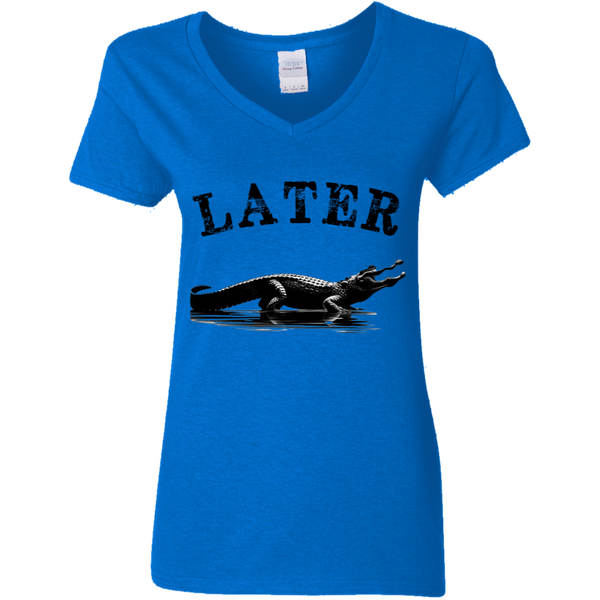 Later, Gator Women's 100% Cotton V-Neck T-Shirt