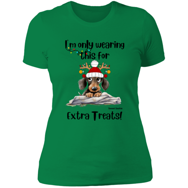 Dachshund Extra Treats! Women's 100% Cotton Slim Fit T-Shirt