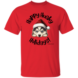 Happy Husky Holidays Men's 100% Cotton T-Shirt