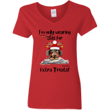 Dachshund Extra Treats! Women's 100% Cotton V-Neck T-Shirt