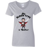 My Blood Type is Coffee! Women's 100% Cotton V-Neck T-Shirt