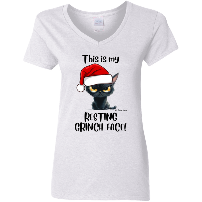 Resting Grinch Face Women's 100% Cotton V-Neck T-Shirt