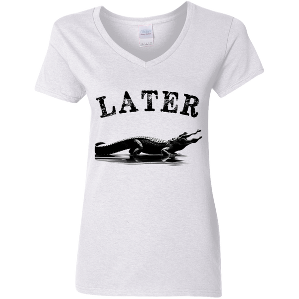 Later, Gator Women's 100% Cotton V-Neck T-Shirt