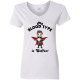 My Blood Type is Coffee! Women's 100% Cotton V-Neck T-Shirt