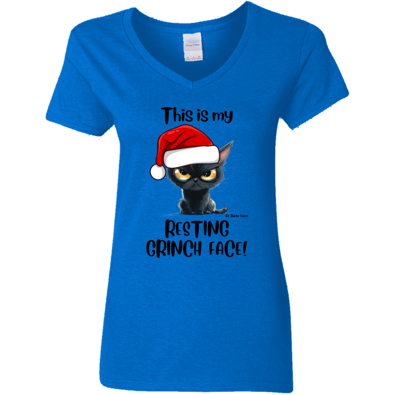 Resting Grinch Face Women's 100% Cotton V-Neck T-Shirt