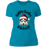 Happy Husky Holidays Women's 100% Cotton Slim Fit T-Shirt