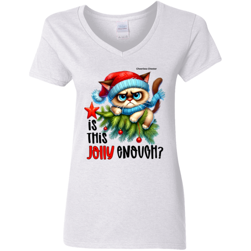 Is This Jolly Enough? Women's 100% Cotton V-Neck T-Shirt