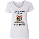 Dachshund Extra Treats! Women's 100% Cotton V-Neck T-Shirt