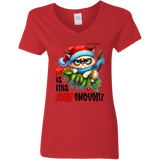 Is This Jolly Enough? Women's 100% Cotton V-Neck T-Shirt