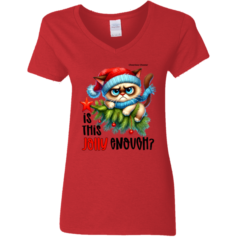 Is This Jolly Enough? Women's 100% Cotton V-Neck T-Shirt