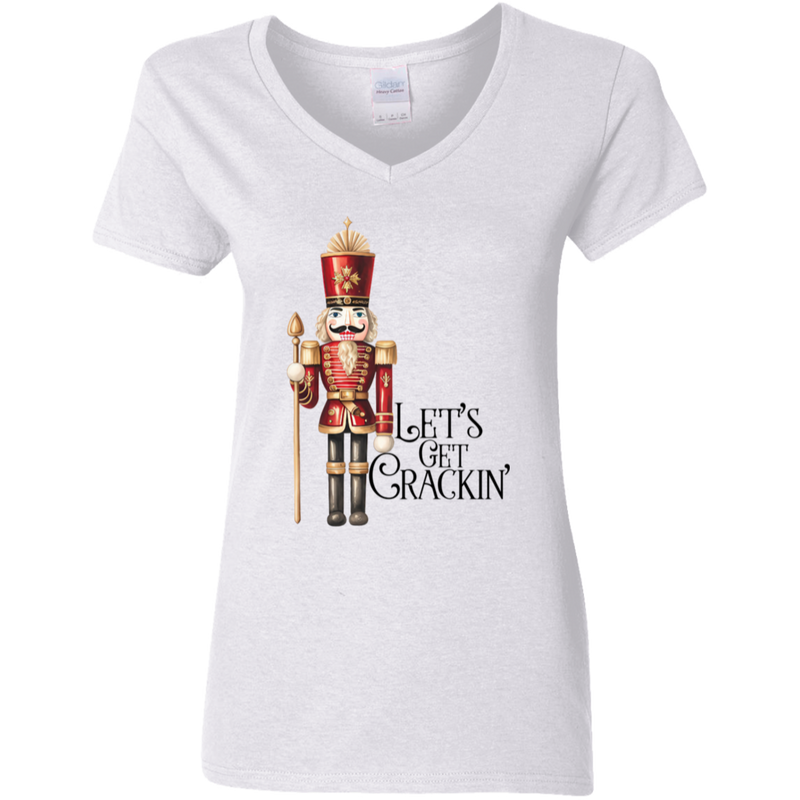 Let's Get Crackin' Women's 100% Cotton V-Neck T-Shirt