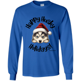 Happy Husky Holidays Kid's 100% Cotton Long Sleeve T-Shirt