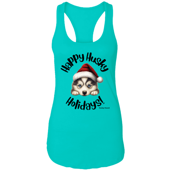 Happy Husky Holidays Women's Racerback Tank