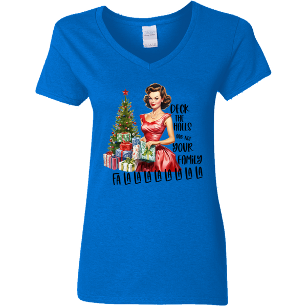 Deck the Halls... Women's 100% Cotton V-Neck T-Shirt