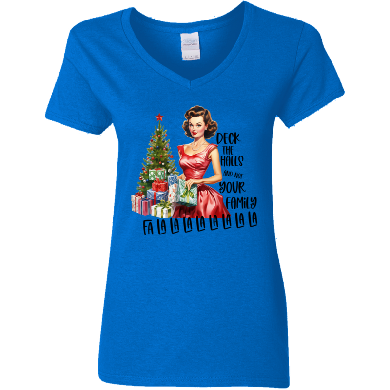 Deck the Halls... Women's 100% Cotton V-Neck T-Shirt