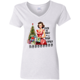 Deck the Halls... Women's 100% Cotton V-Neck T-Shirt