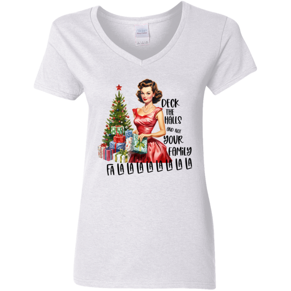 Deck the Halls... Women's 100% Cotton V-Neck T-Shirt