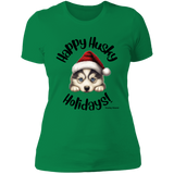 Happy Husky Holidays Women's 100% Cotton Slim Fit T-Shirt