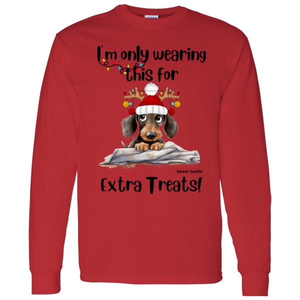 Dachshund Extra Treats! Men's 100% Cotton Long Sleeve T-Shirt