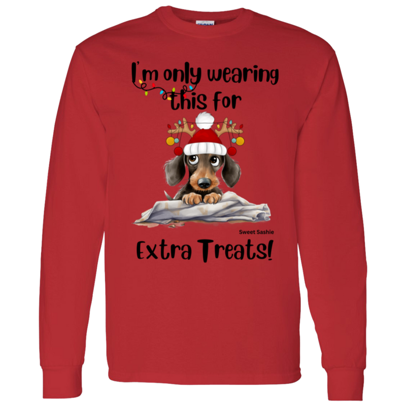 Dachshund Extra Treats! Men's 100% Cotton Long Sleeve T-Shirt