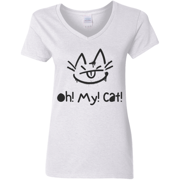 Oh! My! Cat! Women's V-Neck 100% Cotton T-Shirt