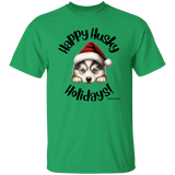 Happy Husky Holidays Men's 100% Cotton T-Shirt