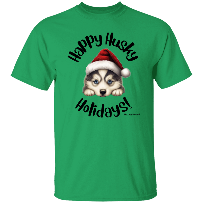 Happy Husky Holidays Men's 100% Cotton T-Shirt