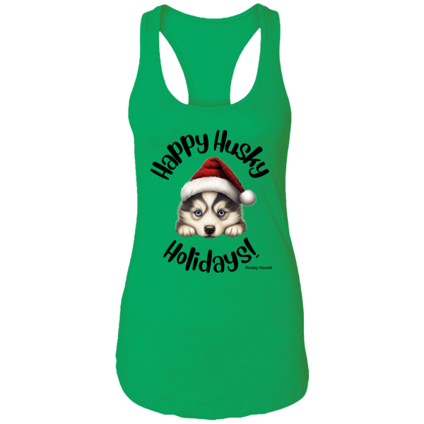 Happy Husky Holidays Women's Racerback Tank