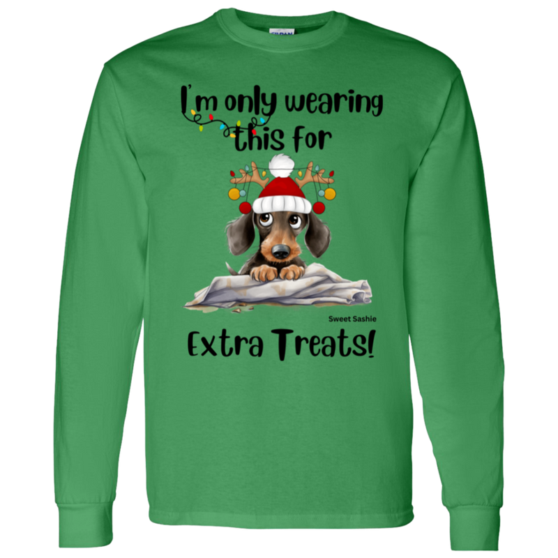 Dachshund Extra Treats! Men's 100% Cotton Long Sleeve T-Shirt