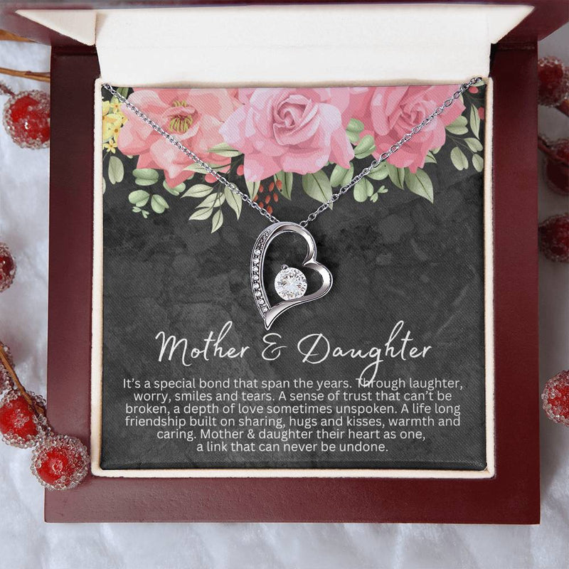 Mother and Daughter Forever Love Heart Necklace