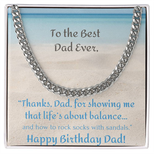 Cuban Chain Necklace with Happy Birthday Dad Card