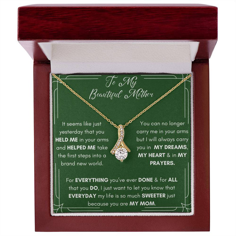 Alluring Beauty Necklace with Thank You Mom Card