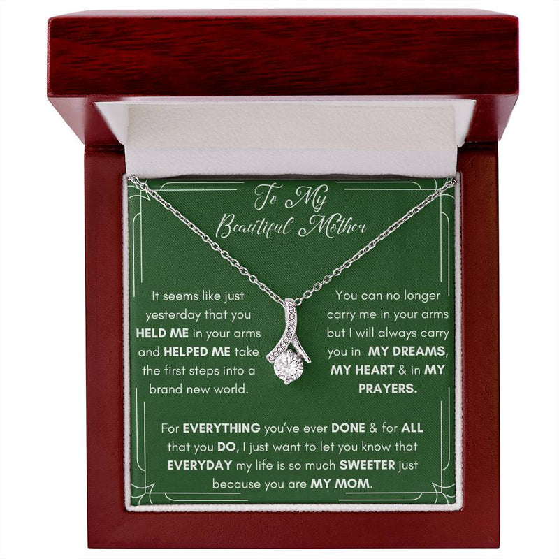 Alluring Beauty Necklace with Thank You Mom Card