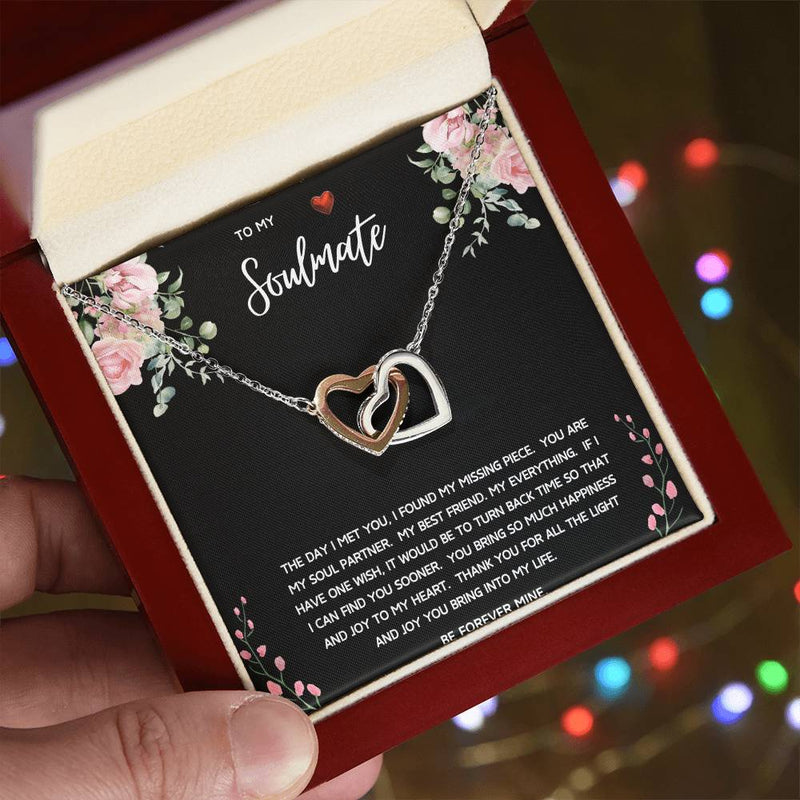 To My Soulmate Interlocking Hearts Necklace