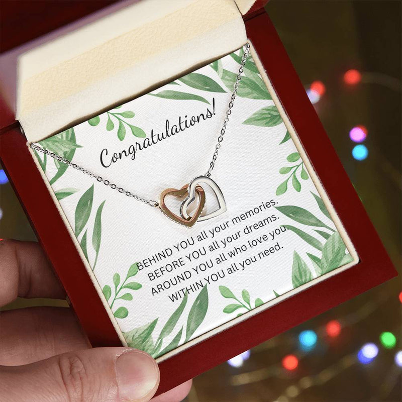 Congratulations Interlocking Hearts Necklace