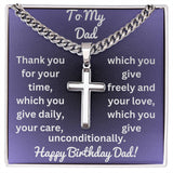 Cuban Chain with Artisan Cross Necklace with Happy Birthday Dad Card