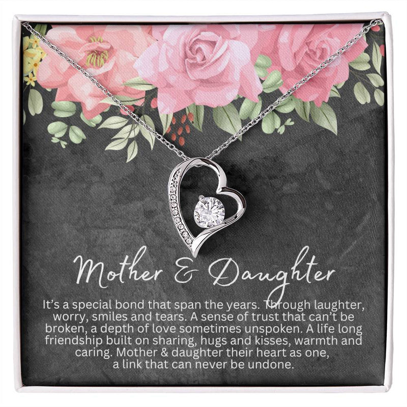 Mother and Daughter Forever Love Heart Necklace