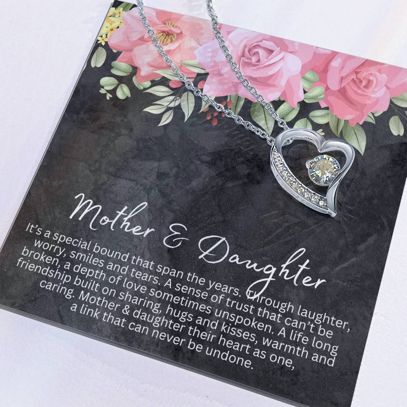 Mother and Daughter Forever Love Heart Necklace